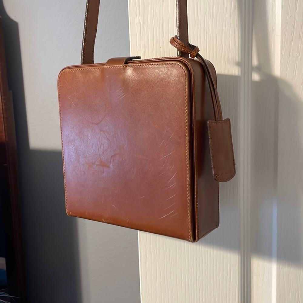 Calvin Klein Pillbox Leather Purse Bag